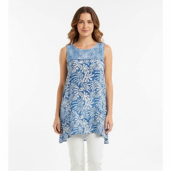 Blue Ginger Tops - Blue Ginger Marina Lightweight Flowy Sleeveless Asymmetrical Top Tunic Size Med